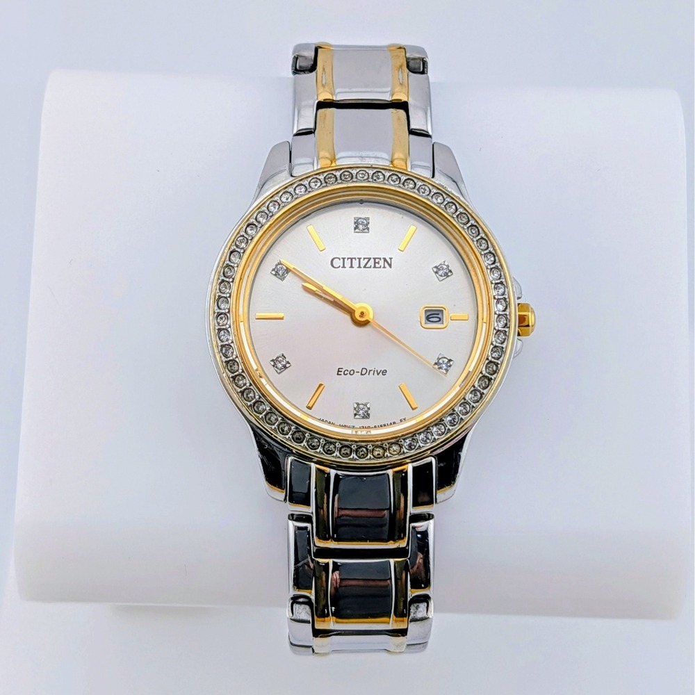 Citizen Eco-Drive FE1174-50A Swarovski Crystal Two-Tone Women's Watch 30mm 6 "